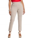 Enjoy the sleek comfort of Alfani's plus size slim leg pants, featuring an elastic waist.