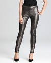 Hello, gorgeous. These Aqua metallic leather leggings deliver haute style in an ultra-skinny silhouette that radiates fashion-forward appeal.