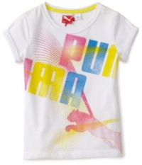 Puma - Kids Girls 2-6X Lit Glow Tee, White, 5 Puma - Kids Girls 2-6X Lit Glow Tee, White, 5