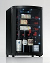 This refrigerator displays your wines and dispels your fears about storing opened bottles. A convex-shaped door with a built-in shelf holds four bottles upright. Digital temperature control maintains ideal conditions for both reds and whites!