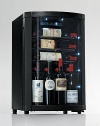 This refrigerator displays your wines and dispels your fears about storing opened bottles. A convex-shaped door with a built-in shelf holds four bottles upright. Digital temperature control maintains ideal conditions for both reds and whites!