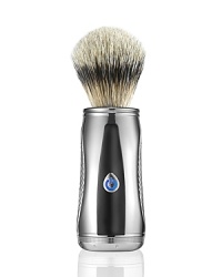 The Power Shave Collection Pure Badger Power Brush, a first of its kind worldwide, lifts the beard with powered oscillations for a close and comfortable shave. Using advanced technology to modernize the wet shave tradition and enhance the lathering experience. The precise motion generates a rich, moisturizing lather into the hair to protect the skin. Ergonomically designed with a micro-textured surface for style and grip, the handle is elegantly handcrafted in polished chrome with black lacquered accents.