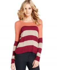 A slouchy shape makes this Kensie striped sweater a stylish pick for an everyday look!