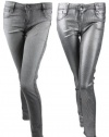 BleuLab womens chalk / foil pinstripe reversible detour legging jeans