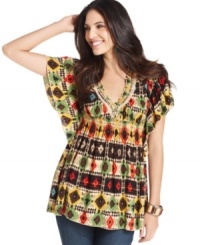 In the print: One World's ikat-inspired print recalls faraway lands. Complete the look with vintage jeans! In the print: One World's ikat-inspired print recalls faraway lands. Complete the look with vintage jeans!