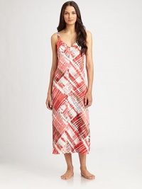 Silky-smooth charmeuse with a vivid abstract print makes for a luxe v-neck silhouette. V-neckSleevelessPanel constructionAbout 51 from shoulder to hemPolyesterMachine washImported Silky-smooth charmeuse with a vivid abstract print makes for a luxe v-neck silhouette. V-neckSleevelessPanel constructionAbout 51 from shoulder to hemPolyesterMachine washImported