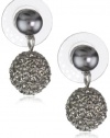 Carolee Charcoal Pearl Basics Simulated Pearl Double Drop Charcoal Earrings