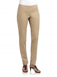 THE LOOKFlat frontSide zip closureZip cuffsTHE FITRise, about 8Inseam, about 28THE MATERIAL76% cotton/22% polyamide/2% elastaneSecond fabric: silkCARE & ORIGINDry cleanMade in ItalyModel shown is 5'10 (177cm) wearing US size 4. THE LOOKFlat frontSide zip closureZip cuffsTHE FITRise, about 8Inseam, about 28THE MATERIAL76% cotton/22% polyamide/2% elastaneSecond fabric: silkCARE & ORIGINDry cleanMade in ItalyModel shown is 5'10 (177cm) wearing US size 4.