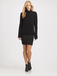 Intricately knit turtleneck in a wool-rich blend with open-knit construction and turned-back trim. TurtleneckLong sleevesTurned-back cuffs and hem80% wool/20% nylonHand washImportedModel shown is 5'10 (177cm) wearing US size Small. Intricately knit turtleneck in a wool-rich blend with open-knit construction and turned-back trim. TurtleneckLong sleevesTurned-back cuffs and hem80% wool/20% nylonHand washImportedModel shown is 5'10 (177cm) wearing US size Small.