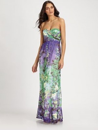 Delicate silk chiffon, printed with a colorful, painterly pattern and tailored with a flattering sweetheart neckline.Strapless sweetheart necklineCrossover bodiceConcealed back zipFully linedAbout 44 from natural waistSilkDry cleanImportedModel shown is 5'10½ (179cm) wearing US size 4. Delicate silk chiffon, printed with a colorful, painterly pattern and tailored with a flattering sweetheart neckline.Strapless sweetheart necklineCrossover bodiceConcealed back zipFully linedAbout 44 from natural waistSilkDry cleanImportedModel shown is 5'10½ (179cm) wearing US size 4.