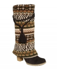 A round-toe silhouette, tassel embellishment and chunky heel all add up to Muk Luks® fun, fashionable Fair Isle boots. Show off their stylish sensibility by pairing them with a wool skirt and textured tights. A round-toe silhouette, tassel embellishment and chunky heel all add up to Muk Luks® fun, fashionable Fair Isle boots. Show off their stylish sensibility by pairing them with a wool skirt and textured tights.