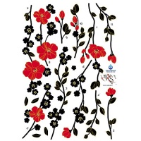Easy Instant Decoration Wall Sticker Decal- Red Flowers Easy Instant Decoration Wall Sticker Decal- Red Flowers