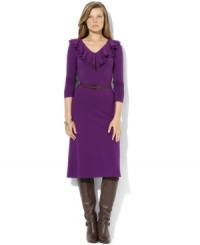 Lauren Ralph Lauren's stylish, wear-anywhere staple is crafted from a luxe stretch Pima cotton blend and accented with pretty ruffles and a sleek belt for a fabulous finish. (Clearance) Lauren Ralph Lauren's stylish, wear-anywhere staple is crafted from a luxe stretch Pima cotton blend and accented with pretty ruffles and a sleek belt for a fabulous finish. (Clearance)
