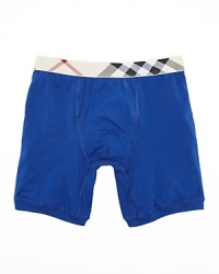 Burberry's super-soft cotton boxer briefs feature a supportive pouch and signature check print elastic waistband. Burberry's super-soft cotton boxer briefs feature a supportive pouch and signature check print elastic waistband.