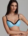 Bring out your sassy side with this lightly lined demi bra, complete with zigzag zipper stripe.