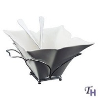 Godinger Fiori Salad Bowl with Rack and Servers