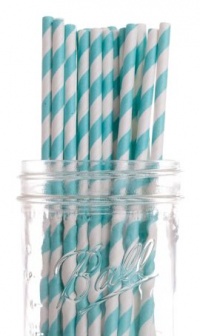 Dress My Cupcake Aqua Striped Paper Straws, 50-Pack Dress My Cupcake Aqua Striped Paper Straws, 50-Pack