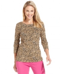 Charter Club's basic top gets jazzed up with an allover animal print. It looks great worn alone, or layered with a cardigan! Charter Club's basic top gets jazzed up with an allover animal print. It looks great worn alone, or layered with a cardigan!