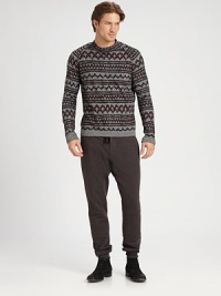 Decidedly athletic inspired with a luxurious feel, thanks to its wool fabrication.Drawstring waistZip flyBack patch pocketsInseam, about 33WoolDry cleanImported Decidedly athletic inspired with a luxurious feel, thanks to its wool fabrication.Drawstring waistZip flyBack patch pocketsInseam, about 33WoolDry cleanImported