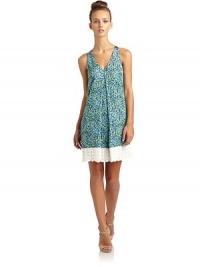 THE LOOKAbstract printV-neckCenter front pleatRacerbackBack zipperCrochet trimmed hemTHE FITAbout 33 from shoulder to hemTHE MATERIALBody: polyesterTrim: cottonDry cleanImportedModel shown is 5'9 (175cm) wearing US size 4. THE LOOKAbstract printV-neckCenter front pleatRacerbackBack zipperCrochet trimmed hemTHE FITAbout 33 from shoulder to hemTHE MATERIALBody: polyesterTrim: cottonDry cleanImportedModel shown is 5'9 (175cm) wearing US size 4.