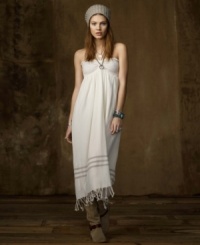 Inspired by your favorite accessory, Denim & Supply Ralph Lauren's chic maxi dress makes a bold statement with a pretty ruched bodice and totally unique tasseled hem. Inspired by your favorite accessory, Denim & Supply Ralph Lauren's chic maxi dress makes a bold statement with a pretty ruched bodice and totally unique tasseled hem.