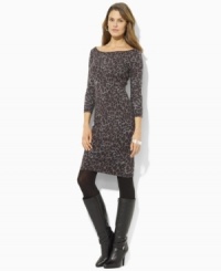 Style and comfort fashionably intertwine in a soft cotton sweater dress with an eye-catching leopard print.