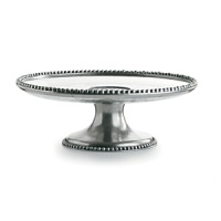 Mouth-blown glass is accented with a delicate pewter beaded rim to create this graceful serveware from Arte Italica.