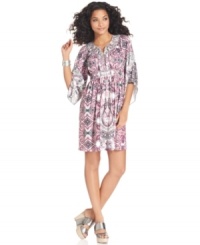 A breezy addition to your summer wardrobe: Style&co.'s dress features beautiful asymmetrical sleeves and a flattering smocked silhouette. A bold print is easy to pair with your favorite metallic sandals! A breezy addition to your summer wardrobe: Style&co.'s dress features beautiful asymmetrical sleeves and a flattering smocked silhouette. A bold print is easy to pair with your favorite metallic sandals!