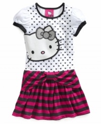 Hello Kitty makes her smile with the pretty mix of patterns on this sparkly graphic-print dress. Hello Kitty makes her smile with the pretty mix of patterns on this sparkly graphic-print dress.