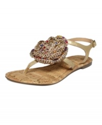 Haute hippie. The flat Jamae thong sandals by Report feature an earthy cork footbed topped off with a beaded rosette. Haute hippie. The flat Jamae thong sandals by Report feature an earthy cork footbed topped off with a beaded rosette.