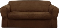 Maytex Piped Suede 2-Piece Slipcover Loveseat, Brown Maytex Piped Suede 2-Piece Slipcover Loveseat, Brown