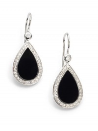 THE LOOKTeardrop silhouetteBlack onyx and cubic zirconia accentsSterling silver rhodium-plated settingHook closureTHE MEASUREMENTLength, about 1½ORIGINImported