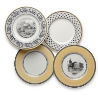 A classic copperplate design named for the home of Villeroy & Boch, featuring an array of plates that can be combined for dramatic effect. Dinner plate, salad plate, bread & butter plate, rim soup bowl, jumbo cup, mug, and after dinner cup available.