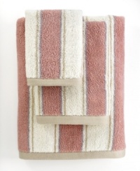 Sweet serenity. Offering a romantic and elegant composition for your bath space, this Aquarelle Stripe washcloth features beautiful stripes in soft pastel hues. Sweet serenity. Offering a romantic and elegant composition for your bath space, this Aquarelle Stripe washcloth features beautiful stripes in soft pastel hues.
