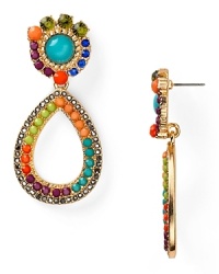 Do hue dare? Slip in this pair of stunning double teardrop earring from Aqua for standout style, with vivid mutli colored stones. Do hue dare? Slip in this pair of stunning double teardrop earring from Aqua for standout style, with vivid mutli colored stones.