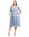 Jessica Howard Women's Plus-Size 3/4 Sleeve Surplis Bodice Tie Waist Dress