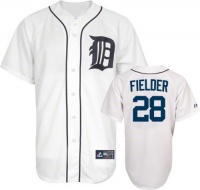 MLB Mens Detroit Tigers Prince Fielder White Home Short Sleeve 6 Button Synthetic Replica Baseball Jersey By Majestic MLB Mens Detroit Tigers Prince Fielder White Home Short Sleeve 6 Button Synthetic Replica Baseball Jersey By Majestic