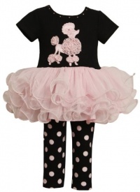 Bonnie Jean Girls 2-6X Poodle Applique Top with Knit Legging Bonnie Jean Girls 2-6X Poodle Applique Top with Knit Legging
