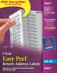 Avery Easy Peel Clear Return Address Labels for Inkjet Printers, 0.5 x 1.75 inches, Pack of 800 (28667) Avery Easy Peel Clear Return Address Labels for Inkjet Printers, 0.5 x 1.75 inches, Pack of 800 (28667)
