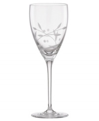 Etched with a playful dot and vine motif, this Lenox wine glass is a refreshing and, in dishwasher-safe crystal, amazingly fuss-free addition to fine dining. Etched with a playful dot and vine motif, this Lenox wine glass is a refreshing and, in dishwasher-safe crystal, amazingly fuss-free addition to fine dining.