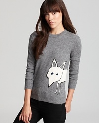 A cartoon fox peeks from the side of this Burberry Brit sweater for a quirky-cool addition to your knitwear collection. A cartoon fox peeks from the side of this Burberry Brit sweater for a quirky-cool addition to your knitwear collection.