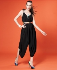 In an on-trend harem style, this Neon jumpsuit is a hot alternative to a dress for a party look! In an on-trend harem style, this Neon jumpsuit is a hot alternative to a dress for a party look!