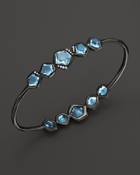 Ippolita Wicked Black Rhodium Sterling Silver 10-Stone Bangle in Blue Topaz with Diamonds Ippolita Wicked Black Rhodium Sterling Silver 10-Stone Bangle in Blue Topaz with Diamonds