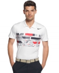 Running the tennis court or out on the links, this shirt from Nike features Dri-Fit technology to keep you at the top of your game.