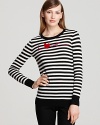 DKNY spreads the love with this striped silk-cashmere knit, crafted with intarsia love script.