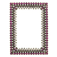 Give favorite photos the artful presentation they deserve. This cast-pewter frame from Olivia Riegel is embellished with sparkling hand-set amethyst-colored rhinestones, Swarovski® crystals, and glass gems.