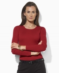 Lauren by Ralph Lauren's classic long-sleeved tee is cut from comfortable ribbed cotton with a patch pocket at the left sleeve featuring Ralph Lauren's embroidered monogram. Lauren by Ralph Lauren's classic long-sleeved tee is cut from comfortable ribbed cotton with a patch pocket at the left sleeve featuring Ralph Lauren's embroidered monogram.
