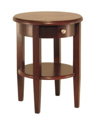 Winsome Wood Round End Table with Drawer and Shelf, Antique Walnut Winsome Wood Round End Table with Drawer and Shelf, Antique Walnut