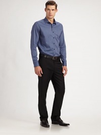 EXCLUSIVELY OURS. The modern image of casual cool, cut with a slim-fitting, micro-striped silhouette. ButtonfrontCottonMachine washImported EXCLUSIVELY OURS. The modern image of casual cool, cut with a slim-fitting, micro-striped silhouette. ButtonfrontCottonMachine washImported