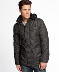 Look good in your layers with this modern jacket from INC International Concept. Look good in your layers with this modern jacket from INC International Concept.